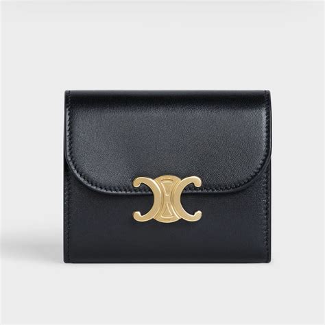 Women's Small Flap Wallet in Shiny Smooth Lambskin 